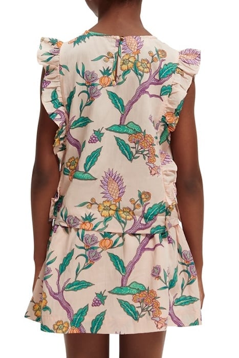 ALL-OVER PRINTED SLEEVELESS RUFFLE DETAIL TOP FLOWER GARDEN 3