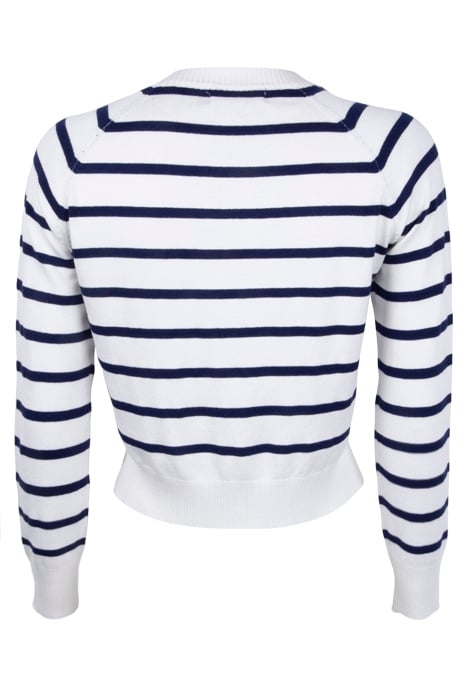 CORE RAGLAN STRIPE CREW IVORY/DK NAVY 2