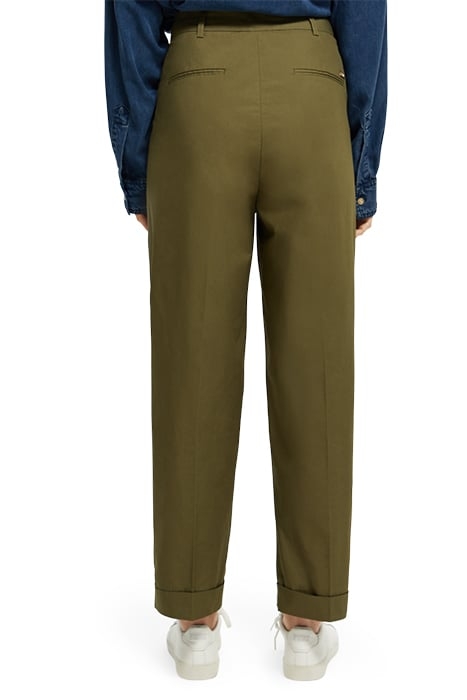 MILA - HIGH RISE TAPERED PLEATED CHINO ARMY GREEN 4