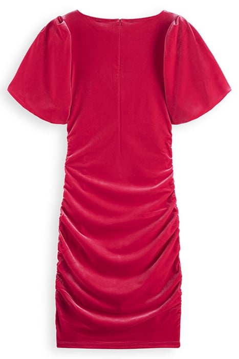 FITTED SHORT SLEEVED DRESS WITH GATHERING DETAIL COSMIC PINK 2