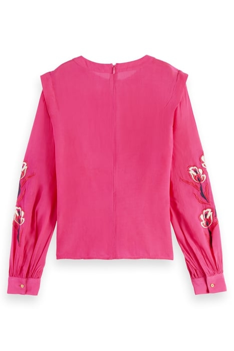 RUCHED WAIST BLOUSE WITH EXTENDED SHOULDER FUCHSIA 7