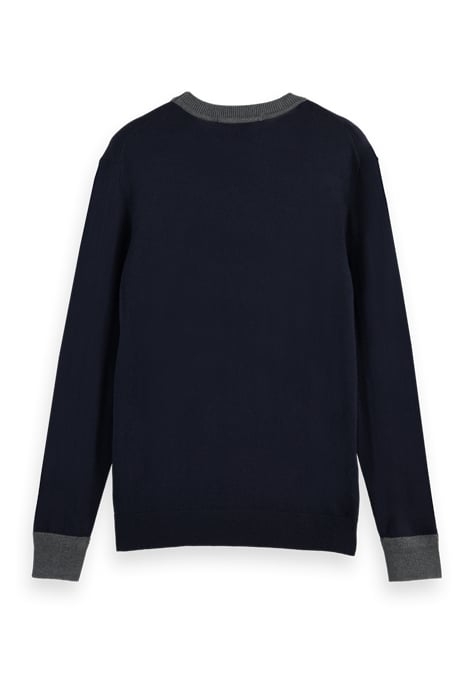 CONTRAST-TRIMMED LIGHTWEIGHT WOOL-BLEND CREWNECK PULLOVER NA 2
