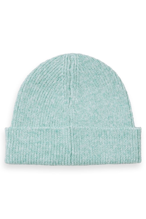 WOOL-BLEND RIB KNIT BEANIE TURQUOISE MELANGE 2