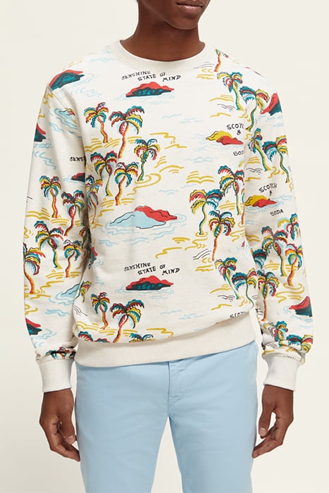 PRINTED SWEATSHIRT WHITE PALMTREE ISLAND AOP 2