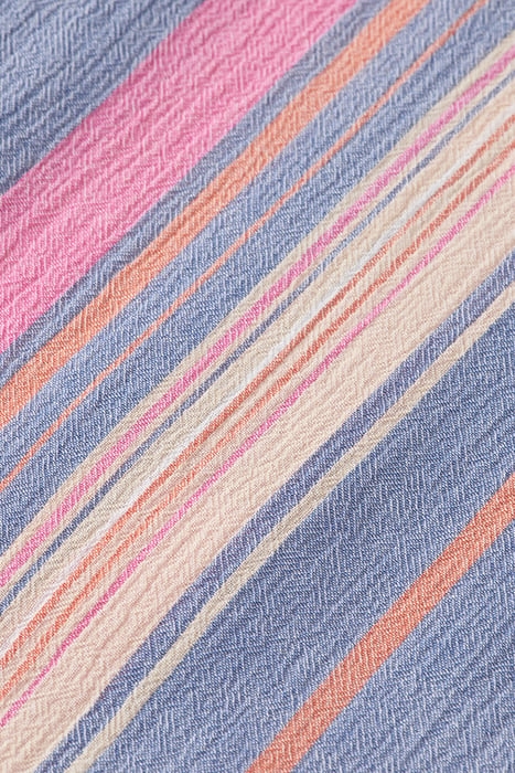 REGULAR FIT CRINKLED VOILE IN STRIPES AND CHECKS BLUE/PINK S 6