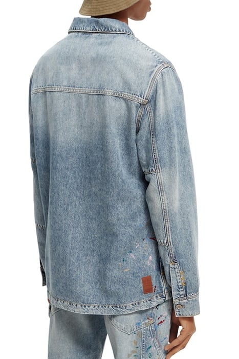 WASHED LIGHTWEIGHT DENIM OVERSHIRT WITH PAINT DETAILS WASHED 3