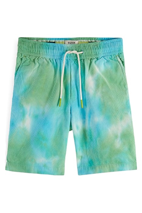TIE-DYED ELASTICATED WAISTBAND CORDUROY SHORTS AQUA TIE DYE 1