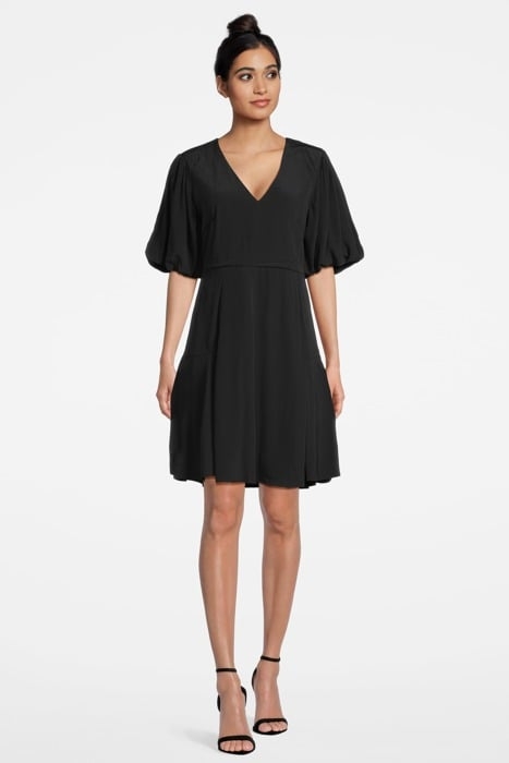 V-NECK S/S FLOWY SHIRT DRESS BLACK 2