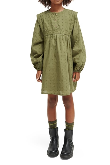 BRODERIE ANGLAISE PANEL DRESS MILITARY 2