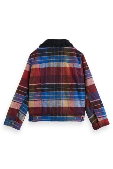 WOOL BLEND CHECK TRUCKER JACKET WITH REPREVE® FILLING BLUE M 5