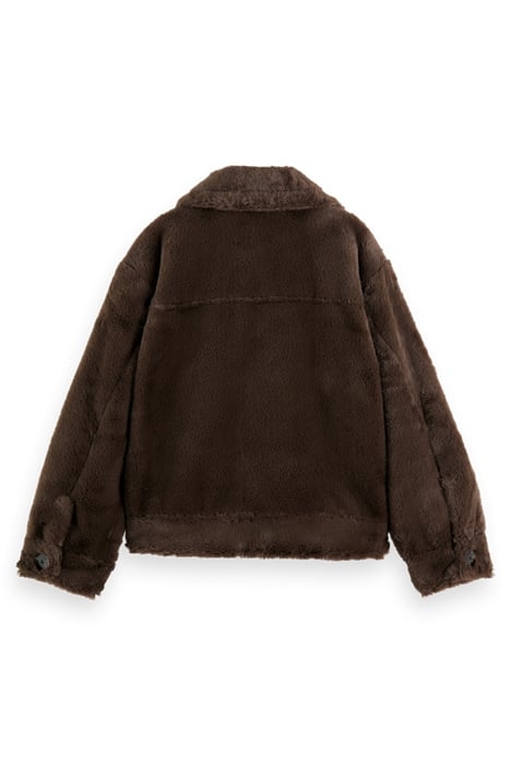 FAUX FUR TRUCKER JACKET DARK CHOCOLATE 6