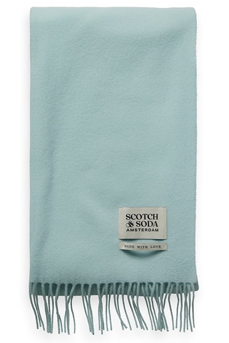 VIRGIN WOOL FRINGED WOVEN SCARF LIGHT MINT 6