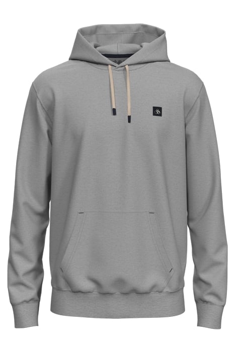 REGULAR FIT ESSENTIAL BADGE HOODIE IN ORGANIC COTTON GREY ME 1