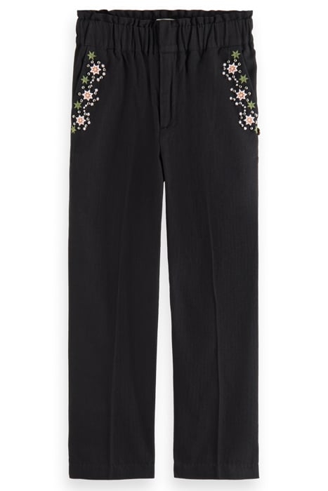 HIGH-RISE EMBROIDERED PANTS BLACK 4