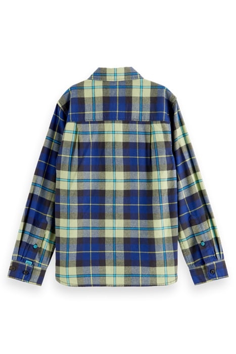 YARN-DYED CHECK FLANNEL SHIRT IN ORGANIC COTTON BLUE MULTICO 5