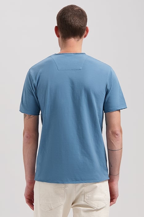 BASIC V-NECK TEE SLUB JERSEY AEGEAN BLUE 2