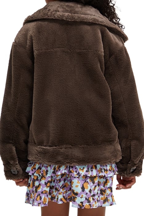 FAUX FUR TRUCKER JACKET DARK CHOCOLATE 2