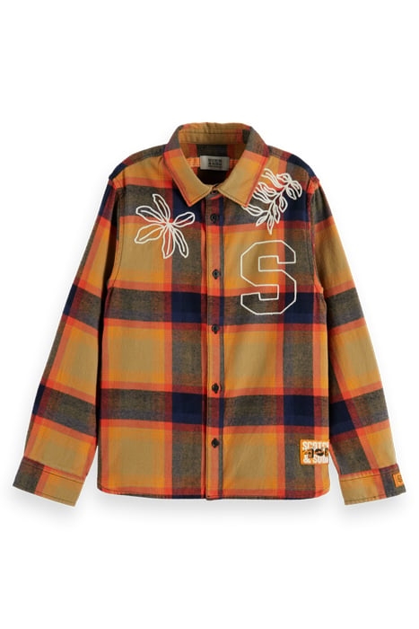 YARN-DYED CHECK FLANNEL SHIRT IN ORGANIC COTTON ORANGE GRADI 1