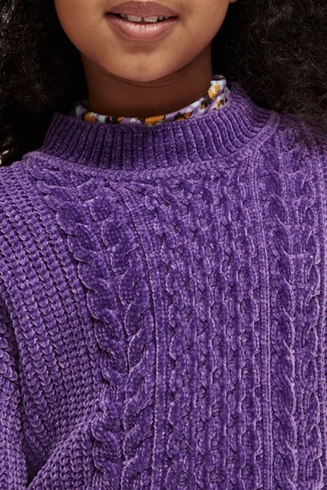 CHENILLE CABLE KNIT PULLOVER PARTY PURPLE 6