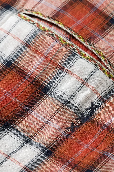 FLANNEL CHECK SHIRT WITH SLEEVE ROLL UP BLUE RED CHECK 8