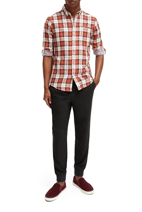 FLANNEL CHECK SHIRT WITH SLEEVE ROLL UP BLUE RED CHECK 3