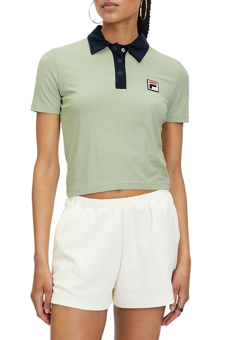 LOOKNOW RIBBED POLO SHIRT SMOKE GREEN 1