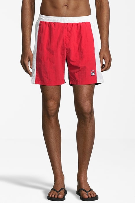SINGAPUR BLOCKED BEACH SHORTS TRUE RED-BLACK IRIS-BRIGHT WHI 1