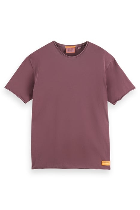 RELAXED FIT RAW EDGE T-SHIRT IN ORGANIC COTTON BERRY WINE 4