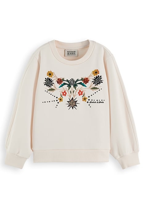 EMBROIDERED NECKLINE SWEATSHIRT OFF WHITE 1