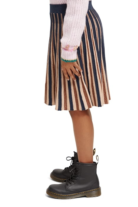 PLEATED KNITTED GLITTER MIDI SKIRT LUREX STRIPE 6