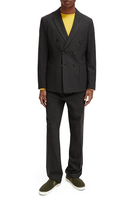 BRUSHED DOUBLE-BREASTED WOOL-BLEND BLAZER VINYL MELANGE 3