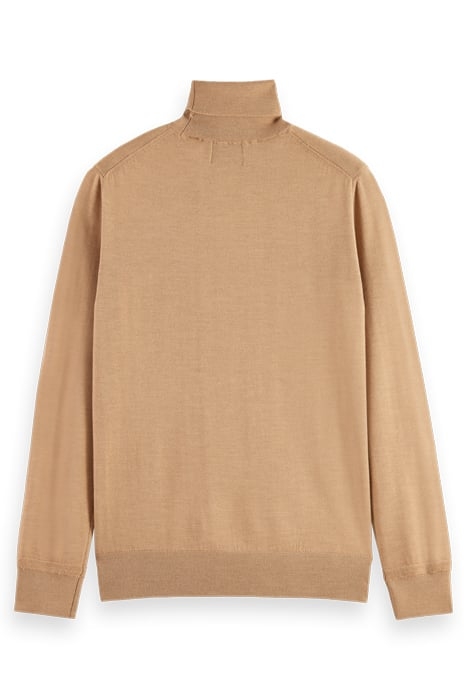 REGULAR FIT TURTLENECK PULLOVER IN MERINO WOOL CAMEL MELANGE 5