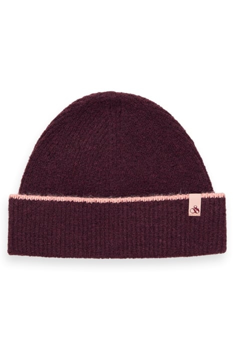 SOFT RIB-KNIT BEANIE BERRY WINE 1