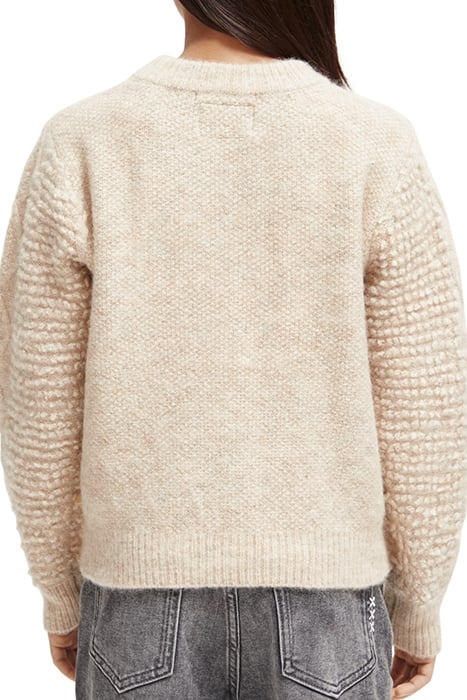 CABLE KNIT PULLOVER ECRU MELANGE 2