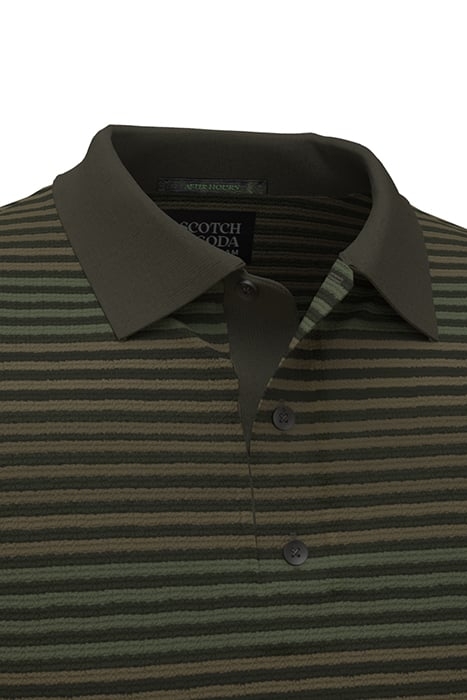 STRUCTURE KNITTED POLO IN ORGANIC COTTON MILITARY STRIPE 8