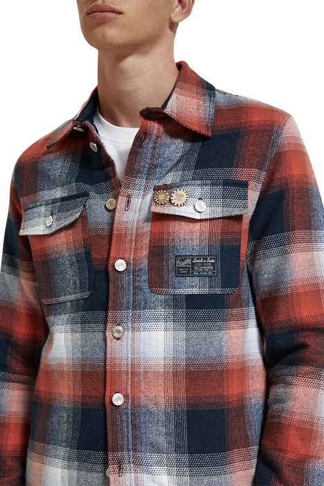 TEDDY LINED CHECKED OVERSHIRT BLUE RED CHECK 8