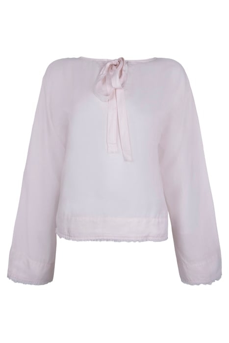 BELL SLEEVE TIE BACK SHIRT SHEER ROSE 1