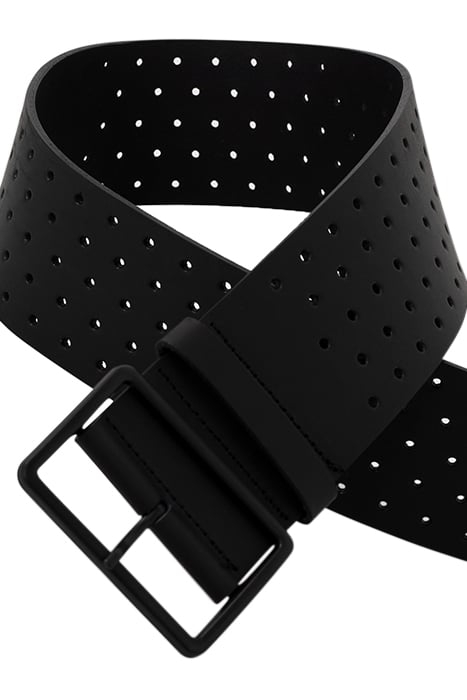 BLACK PERFORATED LEATHER WIDE BELT 5