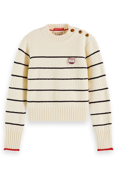 BUTTON SHOULDER BRETON PULLOVER ECRU 4