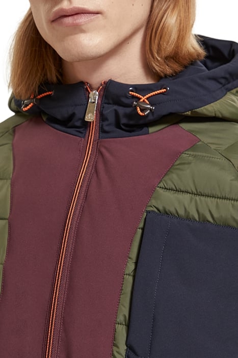 COLOUR BLOCK SOFTSHELL QUILTED BOMBER JACKET MILITARY COLOUR 7
