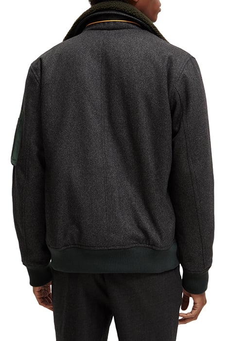 FLIGHT JACKET WITH DETACHABLE TEDDY COLLAR CHARCOAL MELANGE 2