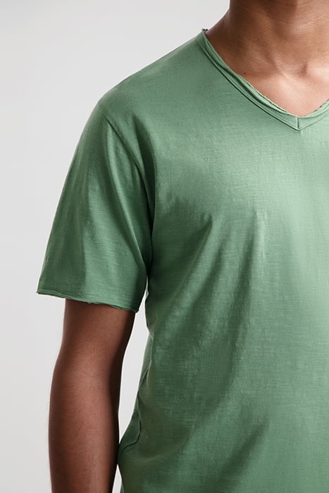 BASIC V-NECK TEE SLUB JERSEY LODEN FROST 4