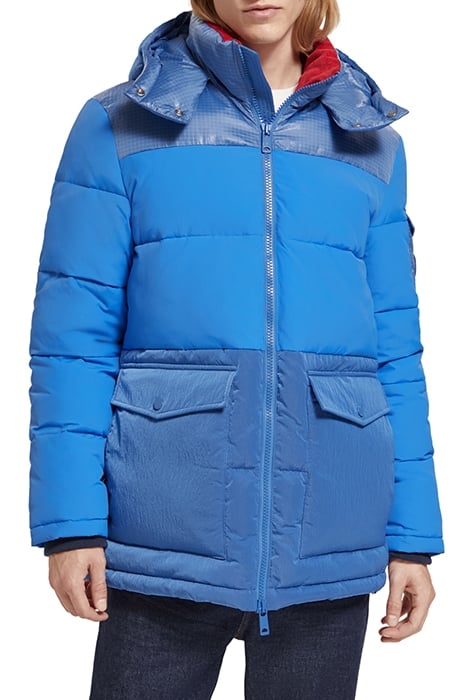 MID LENGTH FABRIC MIX PUFFA JACKET RHYTHM BLUE 1