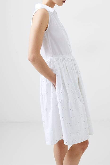 SLESS SMOCK BRODERIE MIX DRESS WHITE 3