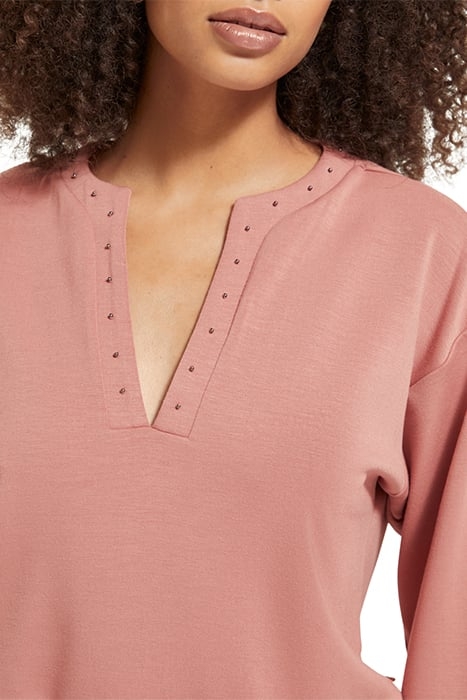 OPEN V-NECK BEADED SWEATSHIRT DUSTY ROSE 6