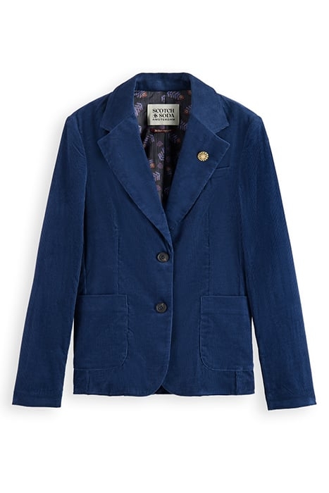 SINGLE BREASTED BLAZER IN CORDUROY DUSTY BLUE 1