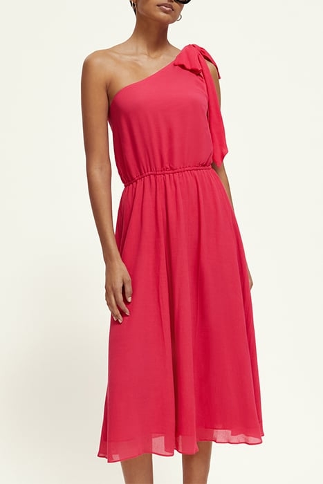ONE SHOULDER DRESS WITH BOW DETAIL POP PINK 1