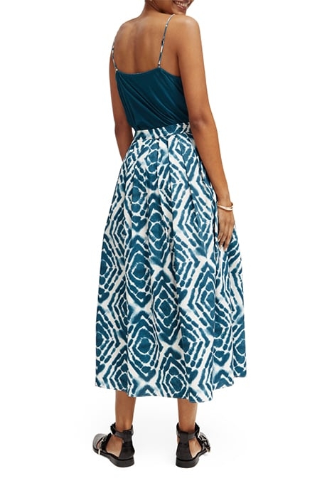 PRINTED SKIRT WITH PLEATS DISCO TIE DYE BOTTLE GREEN 3