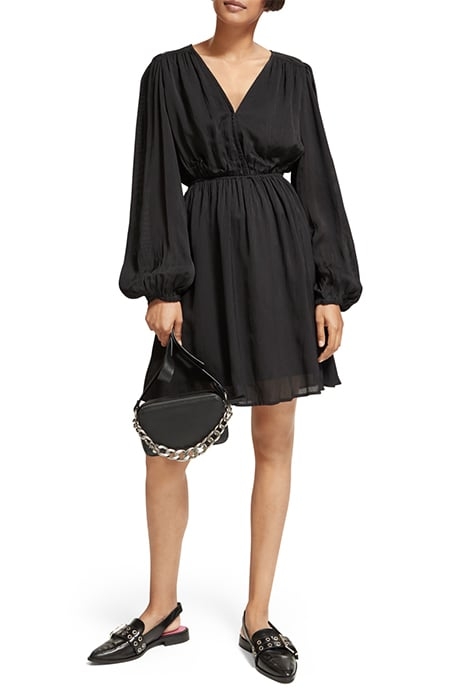 BALLOON SLEEVE MINI DRESS EVENING BLACK 2