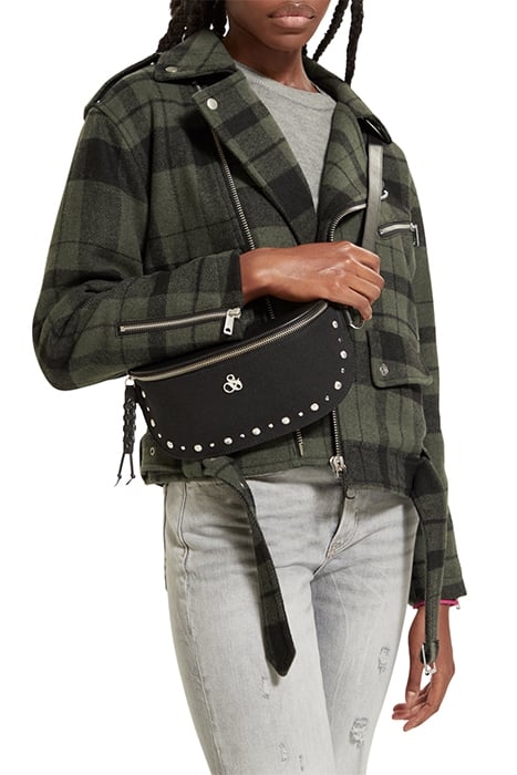 CANVAS+LEATHER BUMBAG WITH STUDS EVENING BLACK 3